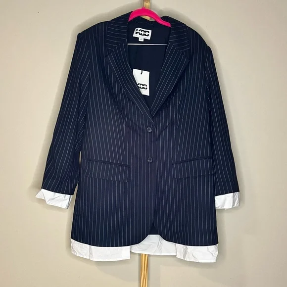 KBB by KAHLANA Target Womens The Shirt Blazer Jacket Navy/White Striped NWT - Picture 6 of 7